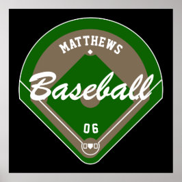 Baseball Diamond Player Namn och nummer Poster