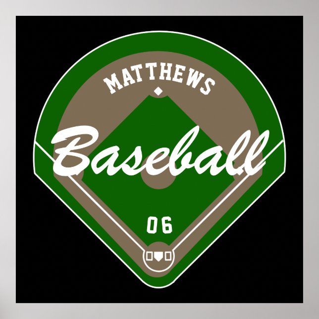 Baseball Diamond Player Namn och nummer Poster (Framsidan)
