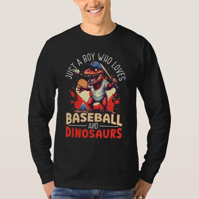Baseball Dinsoaur Sport  Baseball Player Dino Foss T Shirt (Framsida)