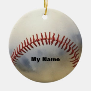 Baseball ditt namn julgransprydnad keramik