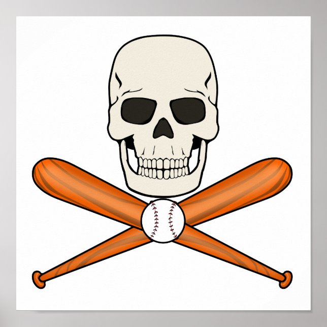 BASEBALL DÖDSSKALLE jolly Roger Digital Nedladdnin Poster (Framsidan)