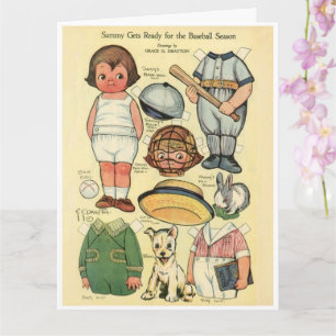 Baseball ⚾ Dolly Dingle Reproduction Papper Doll Kort