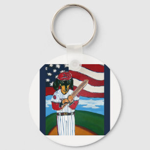 Baseball doxie nyckelring