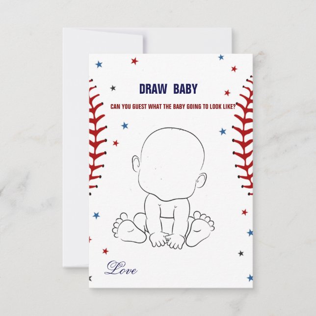Baseball Draw baby-babyduschkort för barn Inbjudningar (Framsida)
