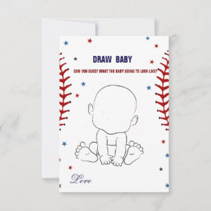 Baseball Draw baby-babyduschkort för barn Inbjudningar