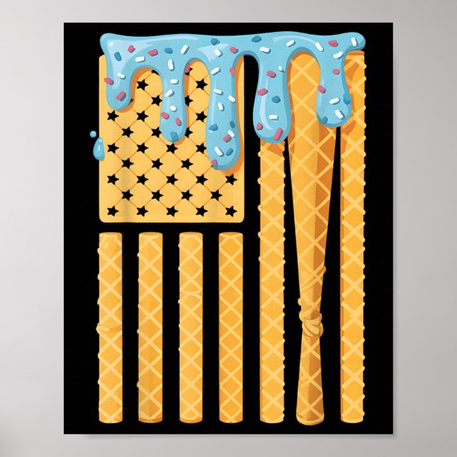 Baseball Drick Fladdermus Boys Dripping Ice Cream  Poster (Framsidan)