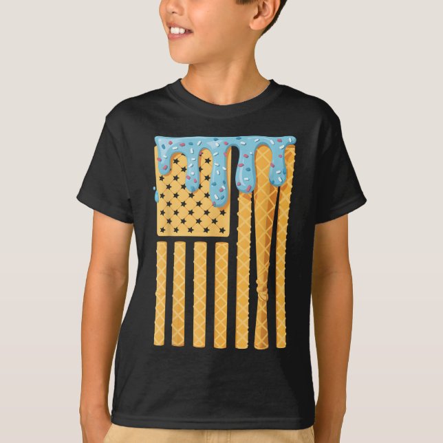 Baseball Drick Fladdermus Boys Dripping Ice Cream  T Shirt (Framsida)