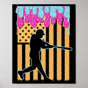 Baseball Drick Fladdermus Boys Ice Cream American Poster