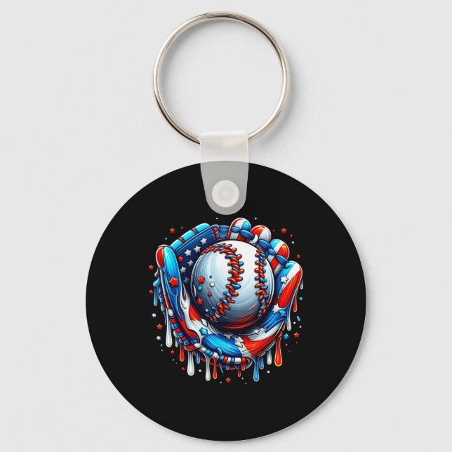 Baseball Drick Ice Cream Sprinkles Baseball Glove  Nyckelring (Framsida)