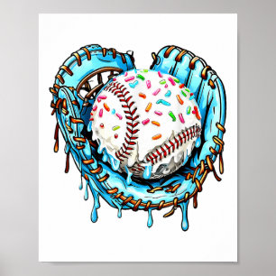 Baseball Drick Ice Cream Sprinkles Baseball Glove Poster