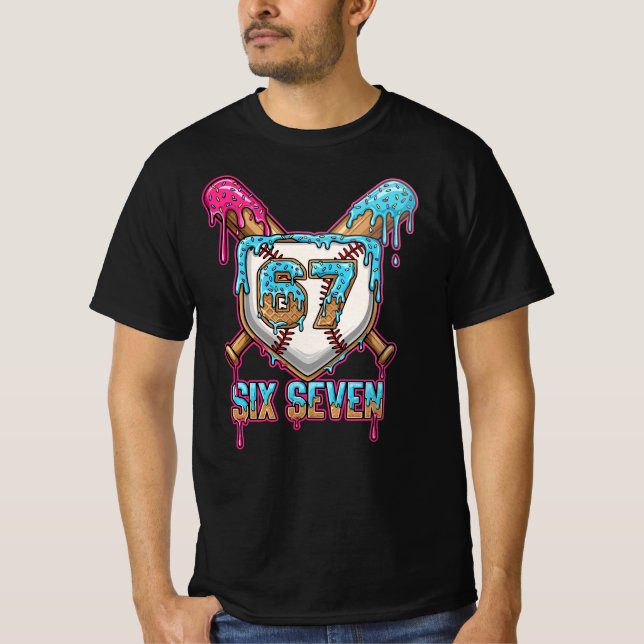 Baseball Drip 67 Meme — Player 6-7 / Six Seven  T Shirt (Framsida)