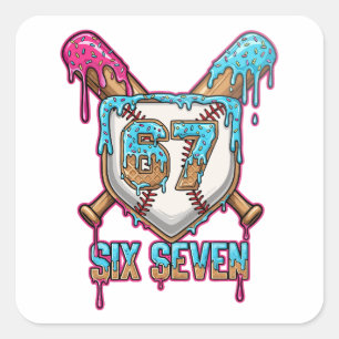 Baseball Drip 67 Meme — Spelare 6-7 / Sex Sju Fyrkantigt Klistermärke
