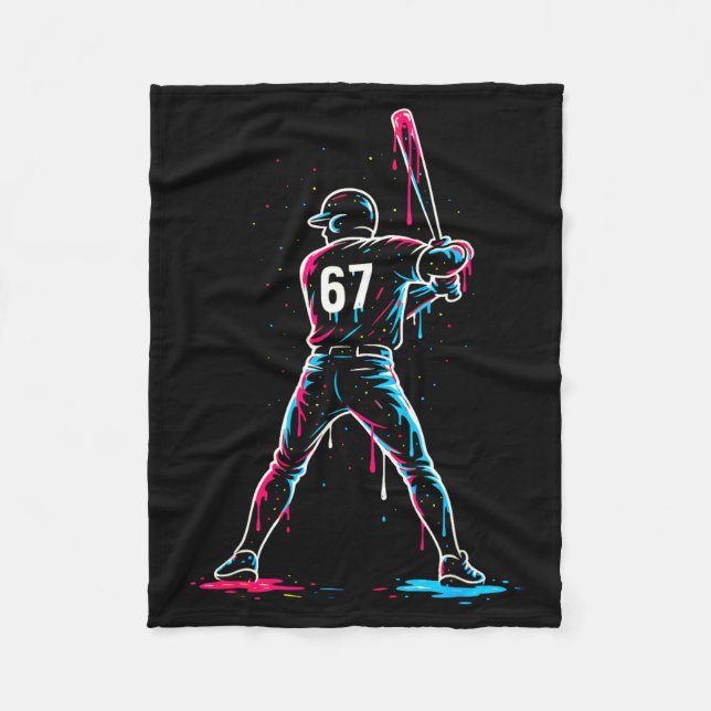 Baseball Drip 6 7 Number 67 Six Seven Meme Mens Bo Fleecefilt (Framsidan)