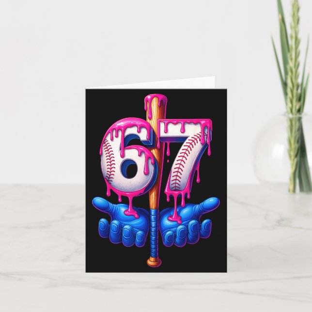 Baseball Drip 6 7 Number 67 Six Seven Meme Mens Bo Kort (Framsida)