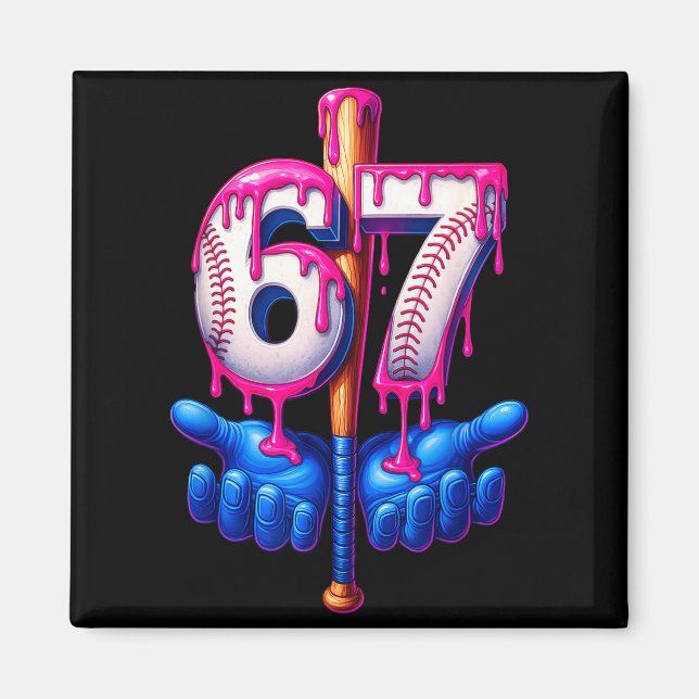Baseball Drip 6 7 Number 67 Six Seven Meme Mens Bo Magnet (Framsidan)
