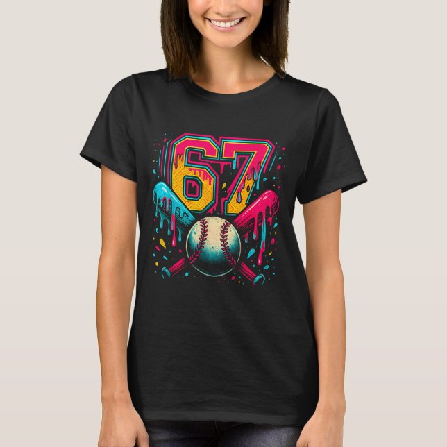 Baseball Drip 6 7 Number 67 Six Seven Meme Mens Bo T Shirt (Framsida)