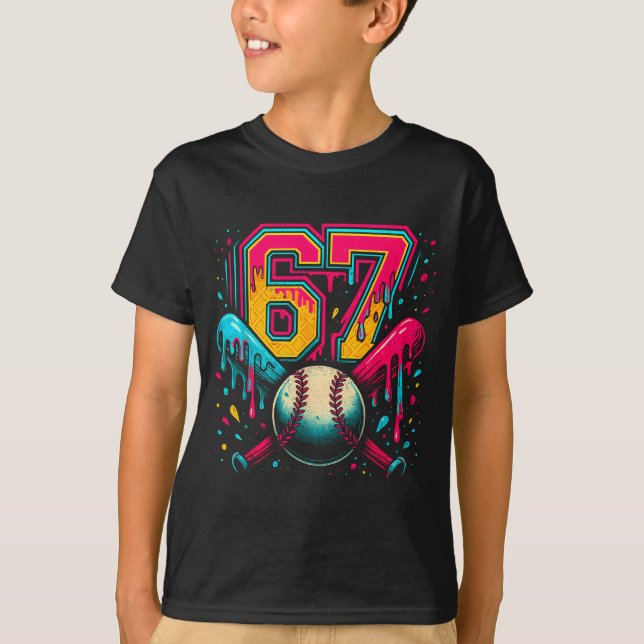 Baseball Drip 6 7 Number 67 Six Seven Meme Mens Bo T Shirt (Framsida)