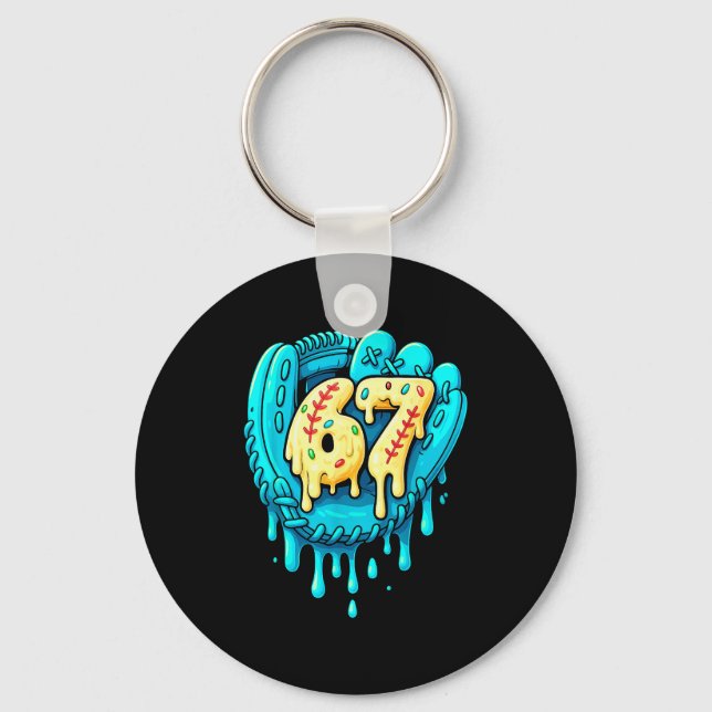 Baseball Drip 6 7 Nummer 67 Sex Sju Meme Herrers B Nyckelring (Framsida)