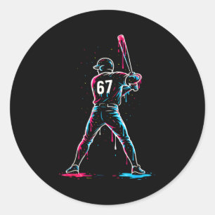 Baseball Drip 6 7 Nummer 67 Sex Sju Meme Mäns Bo Runt Klistermärke