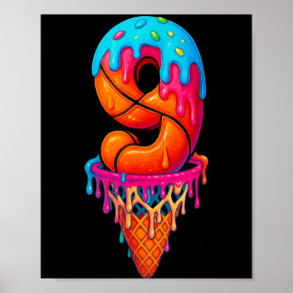 Baseball Drip 9 år gammal Glass Drip 9-års Poster