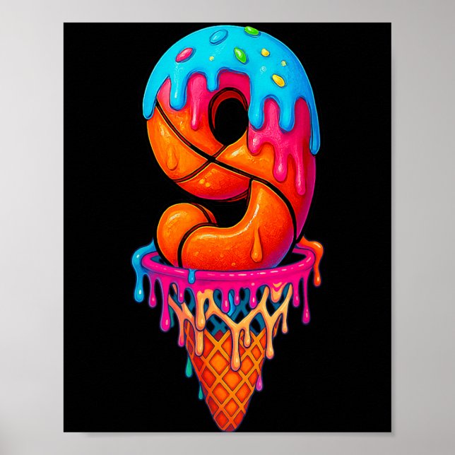 Baseball Drip 9 år gammal Glass Drip 9-års Poster (Framsidan)