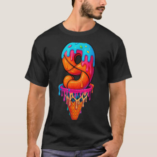 Baseball Drip 9 år gammal Glass Drip 9-årspresent T Shirt