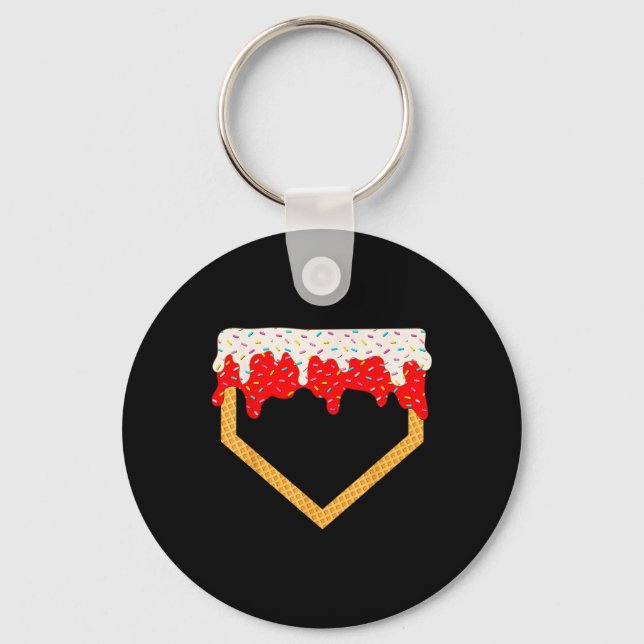 Baseball Drip Boys Home Plate Ice Cream Sprinkles Nyckelring (Framsida)