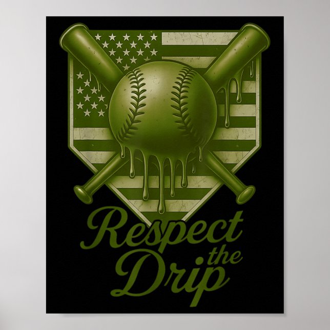Baseball Drip Boys Ice Cream Camo Usa 4 juli Poster (Framsidan)