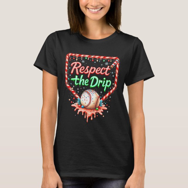 Baseball Drip Boys Ice Cream Christmas Youth Respe T Shirt (Framsida)