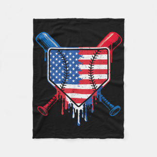 Baseball Drip Boys Ice Cream Patriotic American Fl Fleecefilt