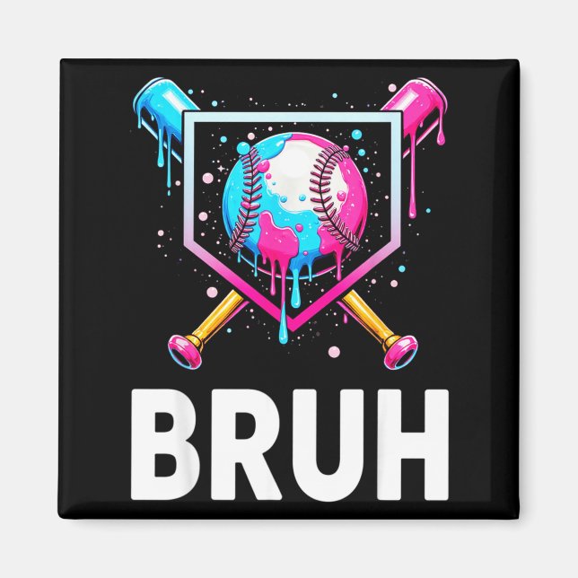 Baseball Drip Funny Bruh Ice Cream Dripng Matching Magnet (Framsidan)