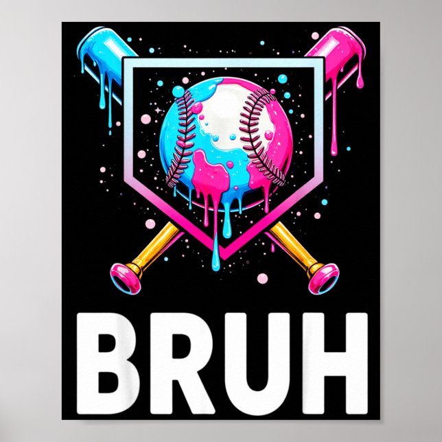 Baseball Drip Funny Bruh Ice Cream Dripng Matching Poster (Framsidan)