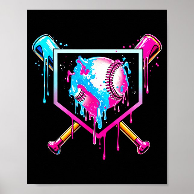 Baseball Drip Funny Ice Cream Dripng Matching Fami Poster (Framsidan)