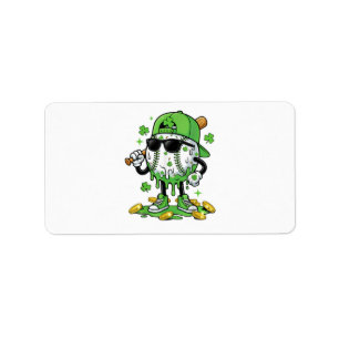 Baseball Drip Glass Strumpet Dag St Patricks Dag Adressetikett