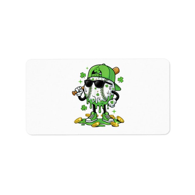 Baseball Drip Glass Strumpet Dag St Patricks Dag Adressetikett (Framsidan)