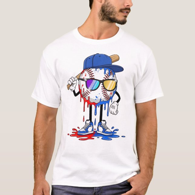 Baseball Drip Glass T Shirt (Framsida)