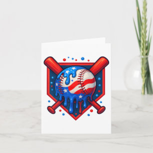 Baseball Drip Ice Cream 4:e juli USA flagga Kort
