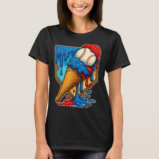 Baseball Drip Ice Cream 6 7 Number 67 Six Seven Me T Shirt (Framsida)