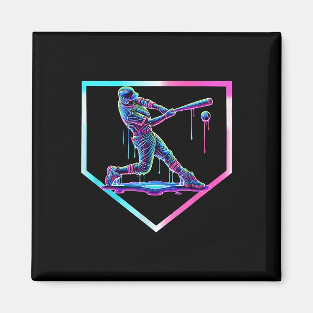 Baseball Drip Ice Cream Baseball Home Plays B. Magnet (Framsidan)