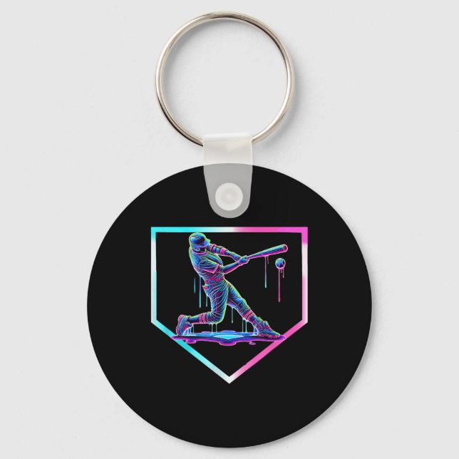 Baseball Drip Ice Cream Baseball Home Plays B. Nyckelring (Framsida)