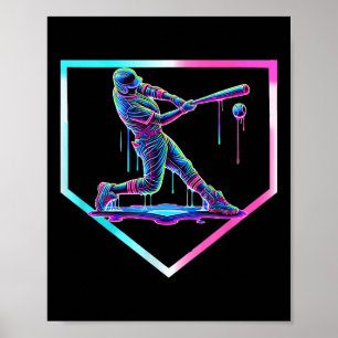 Baseball Drip Ice Cream Baseball Home Plays B. Poster