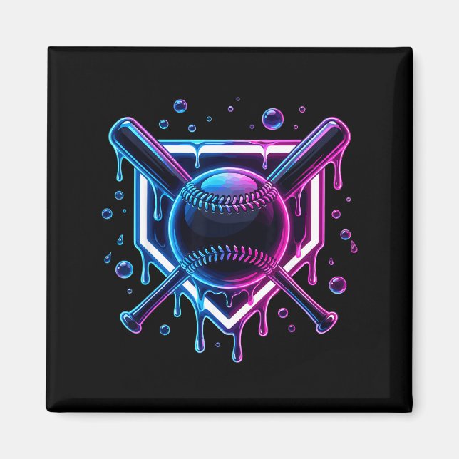Baseball Drip Ice Cream Bat Kids  Magnet (Framsidan)
