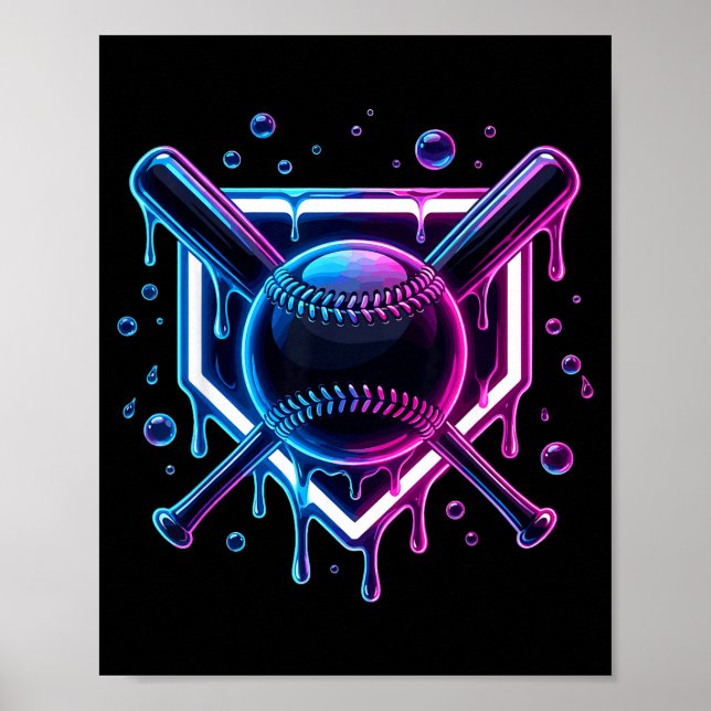 Baseball Drip Ice Cream Bat Kids  Poster (Framsidan)