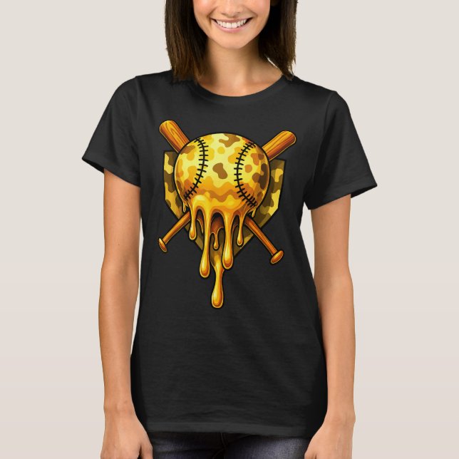 Baseball Drip Ice Cream Camo Cool Design  T Shirt (Framsida)