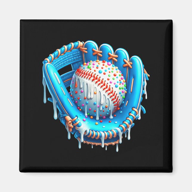 Baseball Drip Ice Cream Glove With Sprinkles Ball  Magnet (Framsidan)