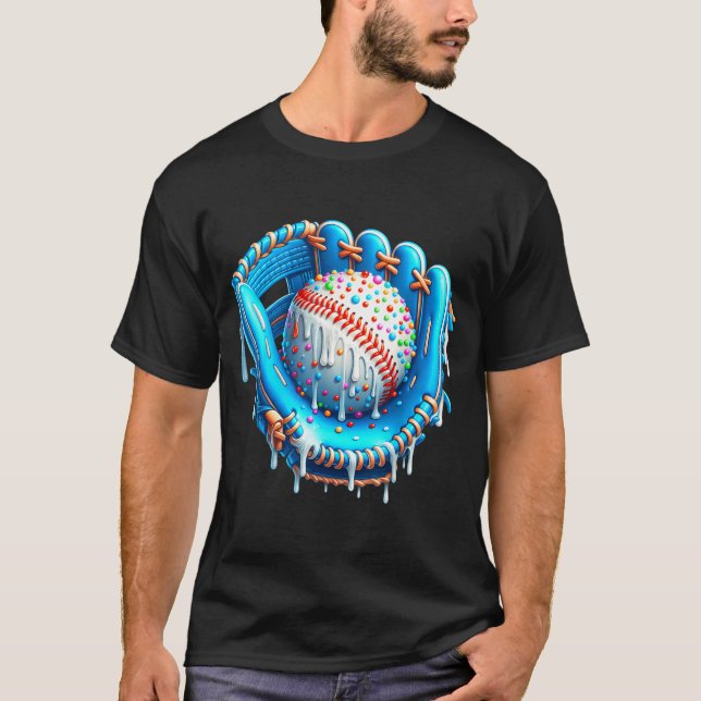 Baseball Drip Ice Cream Glove With Sprinkles Ball  T Shirt (Framsida)