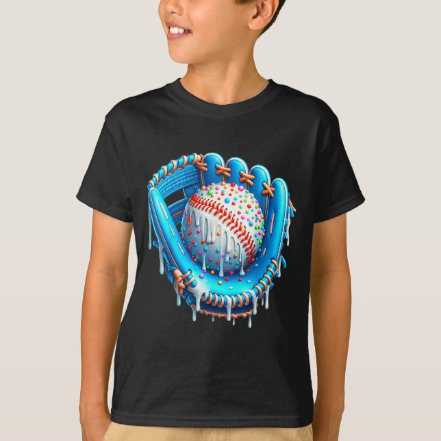 Baseball Drip Ice Cream Glove With Sprinkles Ball  T Shirt (Framsida)