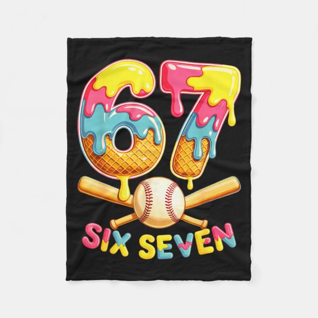 Baseball Drip Ice Cream Number 67 Player Lifestyle Fleecefilt (Framsidan)