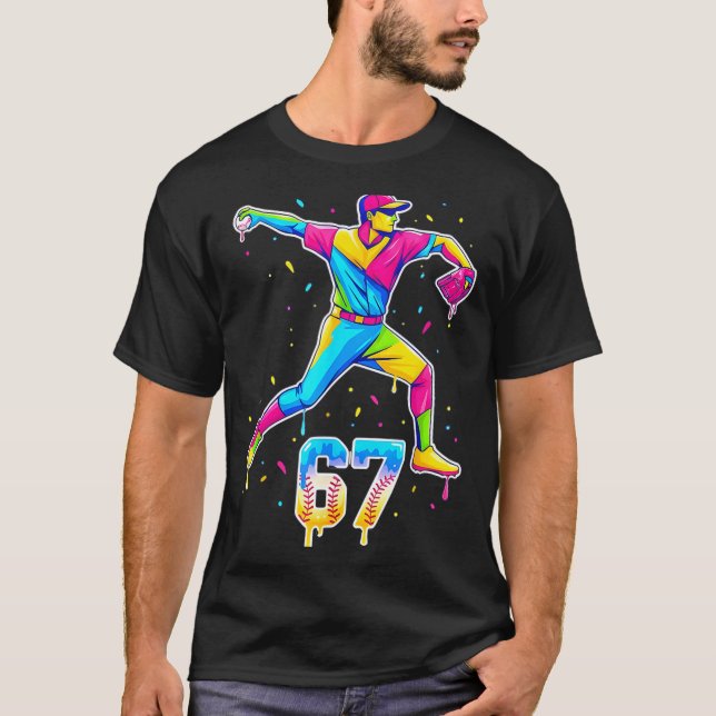 Baseball Drip Ice Cream Number 67 Player Or 67th B T Shirt (Framsida)