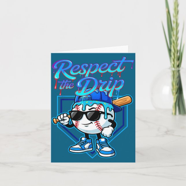 Baseball Drip Ice Cream Respect The Drip Home Plat Kort (Framsida)